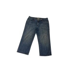 Chico's Platinum Women's Size 2 L/12 Jeans Blue Denim Stretch Capri wide leg